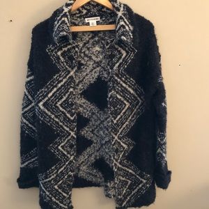 Black and white pattern cardigan sweater